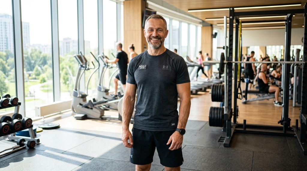 Mikael Virtanen, 46v fysiikkavalmentaja kuntosalilla